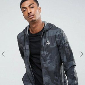 Hollister Windbreaker Jacket Jersey Lined in Black